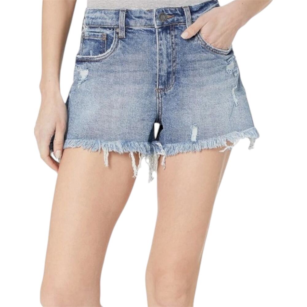 Kut from the Kloth Jane Jean Shorts 3" Denim High-Rise Distressed Blue 14